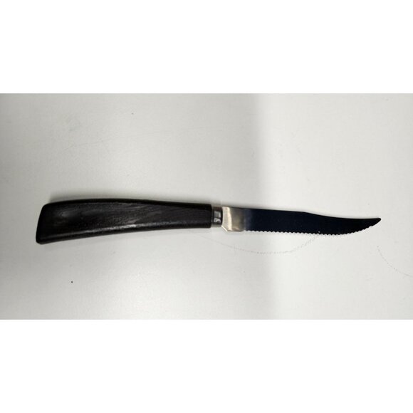 Vintage Quikut 8" Serrated Blade Steak Knife Faux Wood - Picture 3 of 5